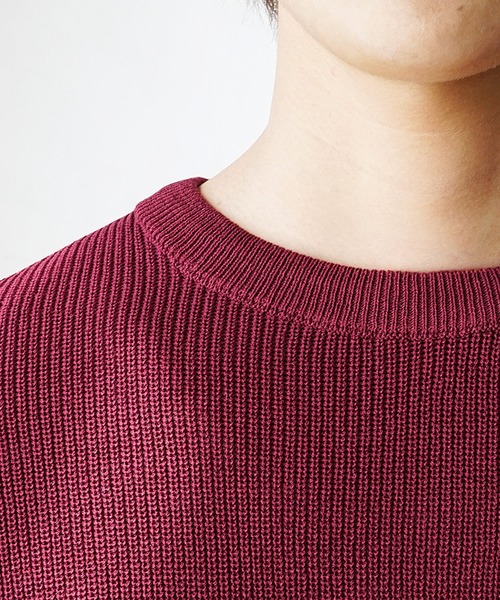 MinoriTY(マイノリティ)の「【MinoriTY】ビッグシルエットサマーニット クルーネック 5分袖/半袖 夏服 秋服 メンズ 無地 Tシャツ(ニット/セーター・メンズ・グリーン/グレイッシュベージュ/レッド/ブラック/ライトグレー・L/M/S)」の22枚目の写真