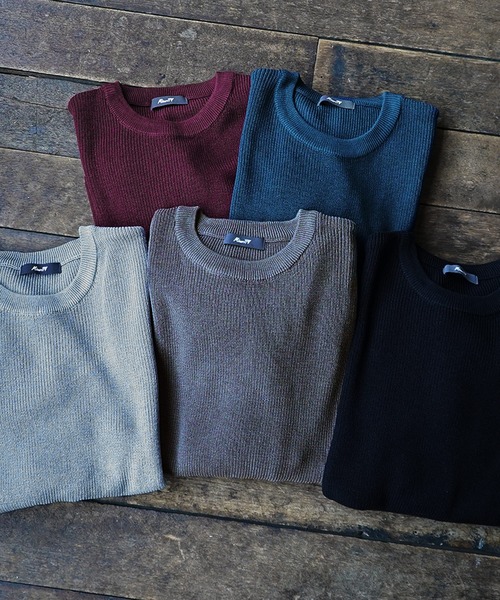 MinoriTY(マイノリティ)の「【MinoriTY】ビッグシルエットサマーニット クルーネック 5分袖/半袖 夏服 秋服 メンズ 無地 Tシャツ(ニット/セーター・メンズ・グリーン/グレイッシュベージュ/レッド/ブラック/ライトグレー・L/M/S)」の12枚目の写真