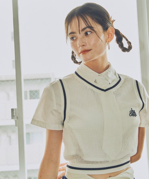JUST A NOON(ジャストアヌーン)の「メッシュニットベスト(ベスト・レディース・ホワイト・FREE)」の3枚目の写真