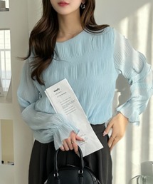 シアー」に該当するトップス（ブルー・ネイビー/青色系・長袖