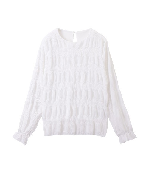 Ada.（エイダ）の「【オンオフ問わず通年で大活躍◎】シアー シャーリング キャンディーブラウス（シャツ/ブラウス・レディース・ベージュ/ピンク/ホワイト/ブラック/ネイビー/ライトグレー/ライトブルー・FREE）」の11枚目の写真