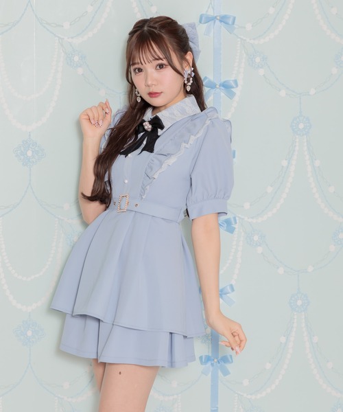 ROJITA（ロジータ）の「ラッフルフリルベルト付きSETUP（セットアップ・レディース・サックスブルー/ピンク/ブラック・FREE）」の22枚目の写真