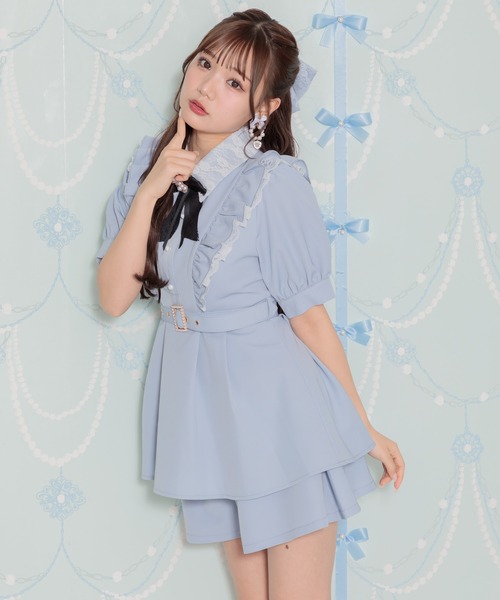 ROJITA（ロジータ）の「ラッフルフリルベルト付きSETUP（セットアップ・レディース・サックスブルー/ピンク/ブラック・FREE）」の11枚目の写真