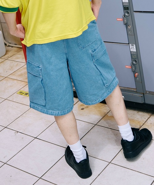EDWIN(エドウィン)の「EDWIN エドウィン STEPMARK デニムバギーショーツ ワイドカーゴショートパンツ(カーゴパンツ・メンズ・マスタード/ブルー/ベージュ/ブラック/ライトインディゴブルー/グリーン・X-LARGE/LARGE/MEDIUM/SMALL)」の5枚目の写真