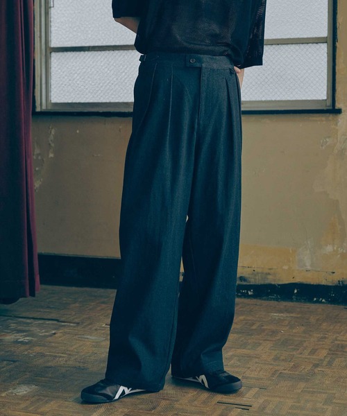 Bleme（ブレム）の「ヘビーツイル ワイドストレート グルカチノパンツ（チノパンツ・メンズ・ネイビー/ベージュ/カーキ/オフホワイト/ブラック/チャコールグレー/ブラウン/インディゴブルー・S/M/L/XL）」の8枚目の写真