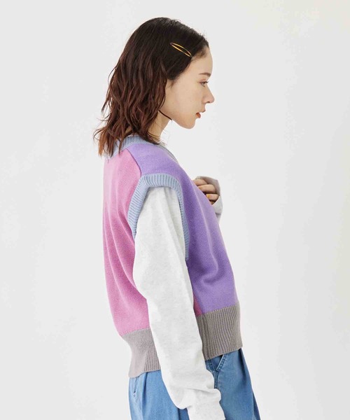 MILKFED.（ミルクフェド）の「PANELED KNIT VEST（ベスト・レディース・ベージュ/グリーン/パープル・ONE SIZE）」の4枚目の写真