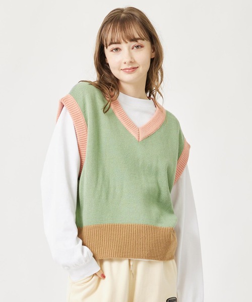 MILKFED.（ミルクフェド）の「PANELED KNIT VEST（ベスト・レディース・ベージュ/グリーン/パープル・ONE SIZE）」の16枚目の写真