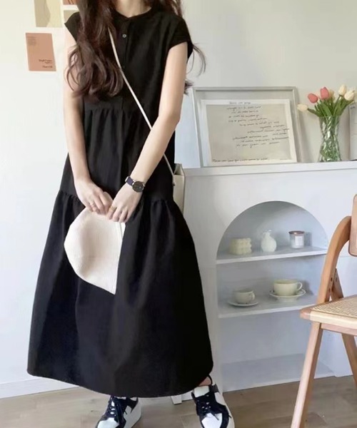 MAISON BREEZE(メゾンブリーズ)の「【MAISON BREEZE】ノースリーブティアードワンピース KNF019(ワンピース・レディース・ブラック/ホワイト・FREE)」の2枚目の写真