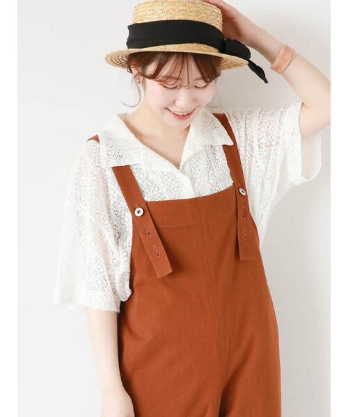 ehka sopo（エヘカソポ）の「レース半袖シャツ（シャツ/ブラウス・レディース・キナリ/サックスブルー/ブラック/オフホワイト・F）」の2枚目の写真