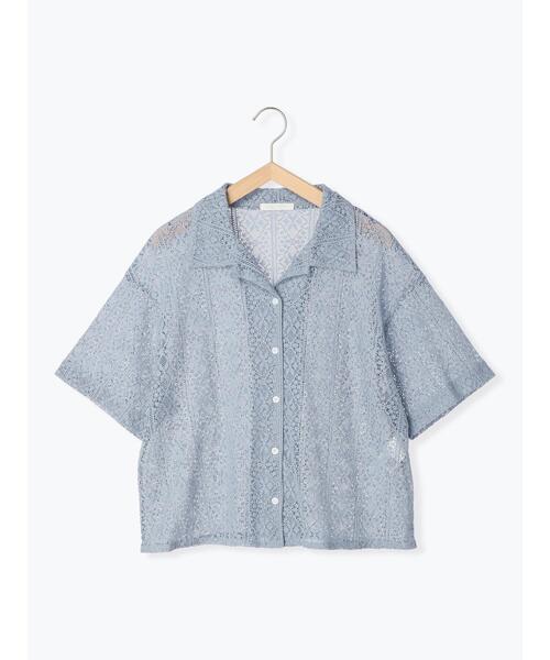 ehka sopo（エヘカソポ）の「レース半袖シャツ（シャツ/ブラウス・レディース・キナリ/サックスブルー/ブラック/オフホワイト・F）」の20枚目の写真