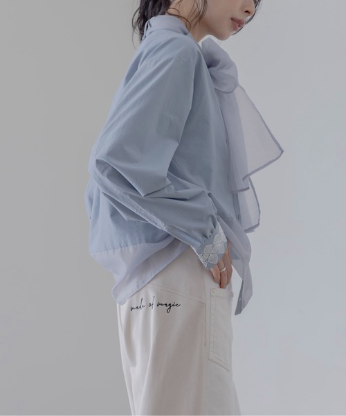 Eimee Law(エイミーロウ)の「ボウタイカフスレースブラウス(シャツ/ブラウス・レディース・オフホワイト/ブラック/グレー系/ホワイト系/ブラック系/サックスブルー・38/FREE)」の19枚目の写真