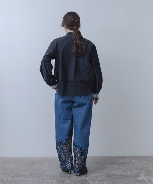 Wonderful World ブルーグレー フランスレースブラウス ガール GIRL