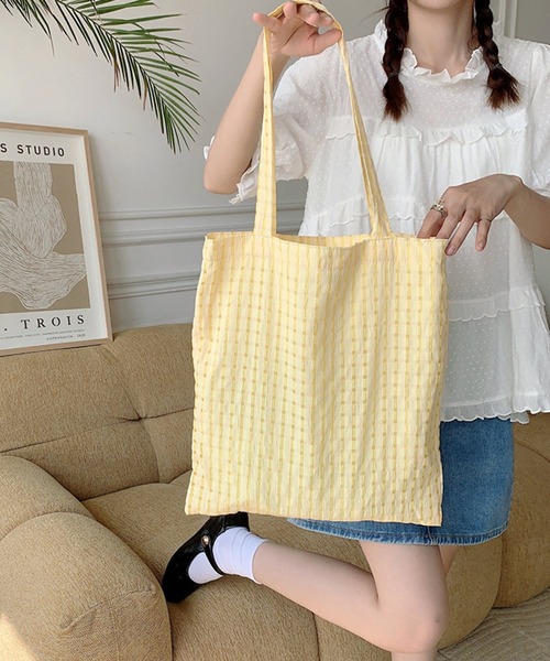 HALEYPESCA/【A4収納可】パステルカラーチェックトートバッグ