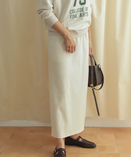 URBAN RESEARCH DOORS(アーバンリサーチドアーズ)の「『UR GREEN』リブカットストレートスカート(スカート・レディース・アイボリー/ブラック・MEDIUM)」の10枚目の写真