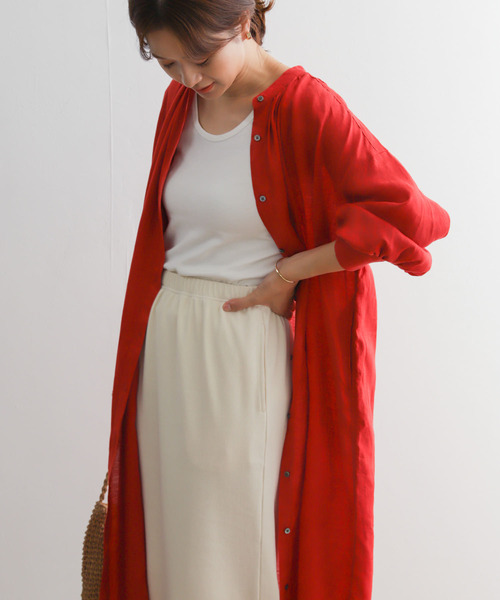 URBAN RESEARCH DOORS(アーバンリサーチドアーズ)の「『UR GREEN』リブカットストレートスカート(スカート・レディース・アイボリー/ブラック・MEDIUM)」の6枚目の写真