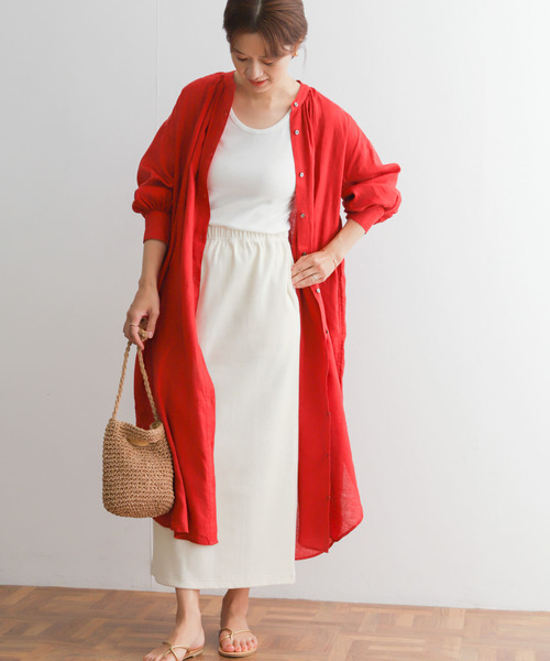 URBAN RESEARCH DOORS(アーバンリサーチドアーズ)の「『UR GREEN』リブカットストレートスカート(スカート・レディース・アイボリー/ブラック・MEDIUM)」の12枚目の写真