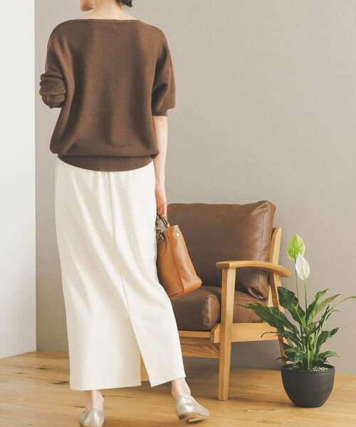 URBAN RESEARCH DOORS(アーバンリサーチドアーズ)の「『UR GREEN』リブカットストレートスカート(スカート・レディース・アイボリー/ブラック・MEDIUM)」の13枚目の写真