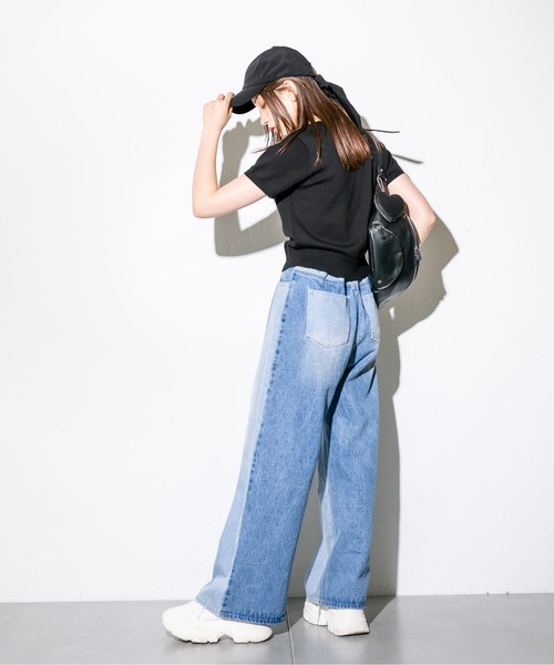 OLIVE des OLIVE(オリーブデオリーブ)の「【S/Mサイズ展開】2WAYライズワイドデニムパンツ 1032030020(デニムパンツ・レディース・ブルー/サックスブルー/スミクロ/ブルー系その他/インディゴブルー・SMALL/MEDIUM)」の14枚目の写真