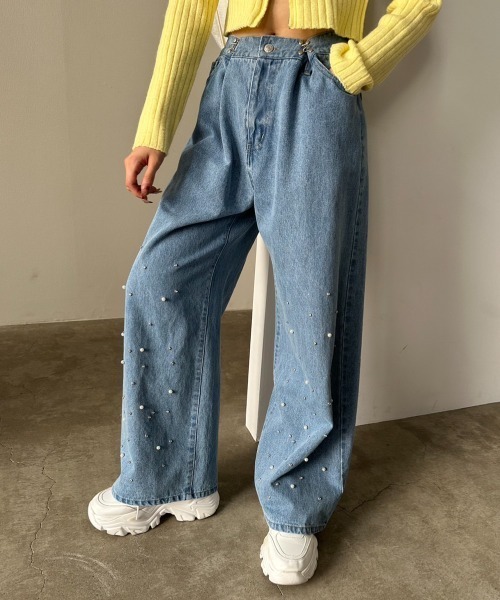 OLIVE des OLIVE(オリーブデオリーブ)の「【S/Mサイズ展開】2WAYライズワイドデニムパンツ 1032030020(デニムパンツ・レディース・ブルー/サックスブルー/スミクロ/ブルー系その他/インディゴブルー・SMALL/MEDIUM)」の6枚目の写真