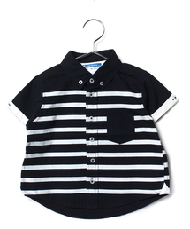 CIAOPANIC TYPY | KIDS 綿麻半袖ボーダーBDシャツ(シャツ/ブラウス)
