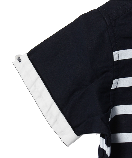 CIAOPANIC TYPY（チャオパニックティピー）の「KIDS 綿麻半袖ボーダーBDシャツ（シャツ/ブラウス・キッズ・ホワイト/ネイビー・105/125/115/135/95）」の7枚目の写真