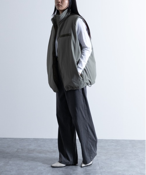 NYLAUS（ナイラス）の「Washed Nylon Super Loose Padded Military Vest / ワッシャーナイロン スーパールーズ フェイクダウン ミリタリーベスト（ダウンベスト・メンズ・オリーブ/セージグリーン/ブラック・L/M）」の14枚目の写真