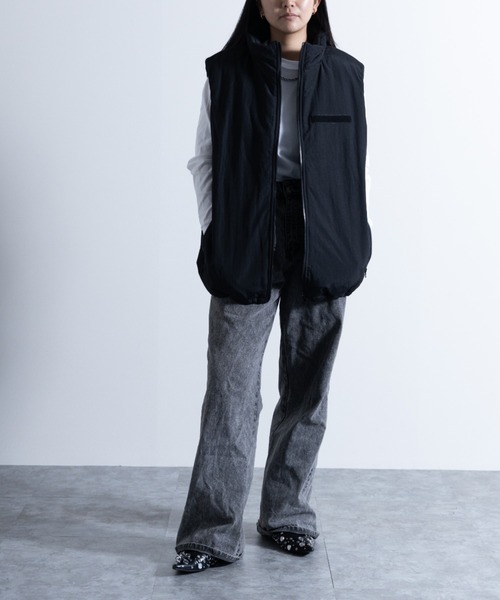 NYLAUS（ナイラス）の「Washed Nylon Super Loose Padded Military Vest / ワッシャーナイロン スーパールーズ フェイクダウン ミリタリーベスト（ダウンベスト・メンズ・オリーブ/セージグリーン/ブラック・L/M）」の19枚目の写真