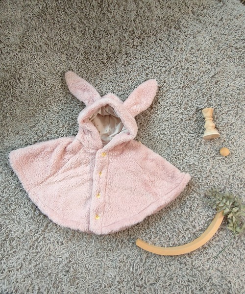 kids zoo(キッズズー)の「ボアフリース動物マント・ケープ・ポンチョ(ポンチョ・キッズ・ピンク/ライトグリーン/ネイビー/オフホワイト・S/M)」の19枚目の写真