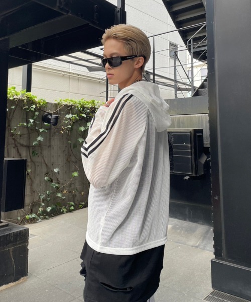 [IONSEOUL]Mesh Track Hoodie ジップアップ★韓国ファッション★ XU（エックスユー）の「ストリートファッション XU エックスユー