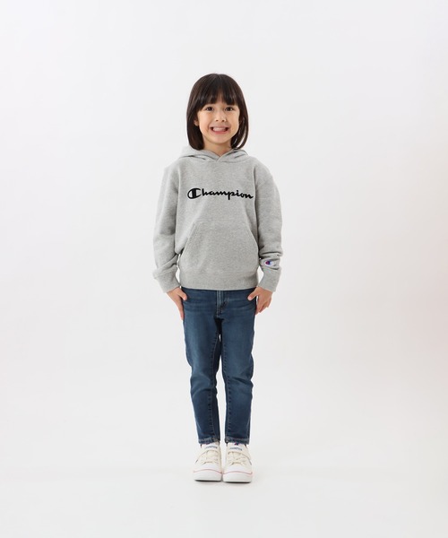 Champion(チャンピオン)の「【Champion/チャンピオン】キッズ ベーシック フーデッドスウェットシャツ(パーカー・キッズ・ネイビー/オートミール/ダークグリーン/グレー/ブラック/バーガンディー・150/140/160/100/120/110/130)」の3枚目の写真