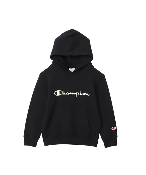 Champion(チャンピオン)の「【Champion/チャンピオン】キッズ ベーシック フーデッドスウェットシャツ(パーカー・キッズ・ネイビー/オートミール/ダークグリーン/グレー/ブラック/バーガンディー・150/140/160/100/120/110/130)」の2枚目の写真