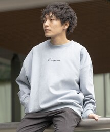 【ユニセックス】裏起毛 フェイクスエード クルーネック スウェット