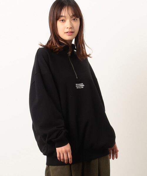 Purple&Yellow（パープルアンドイエロー）の「ＣＶＣ裏毛 メッセージ刺繍 ハーフジッププルオーバー（Tシャツ/カットソー・メンズ・ブラック/グリーン/オートミール・SMALL/LARGE/MEDIUM）」の10枚目の写真