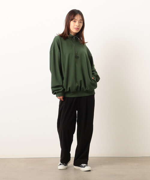 Purple&Yellow（パープルアンドイエロー）の「ＣＶＣ裏毛 メッセージ刺繍 ハーフジッププルオーバー（Tシャツ/カットソー・メンズ・ブラック/グリーン/オートミール・SMALL/LARGE/MEDIUM）」の17枚目の写真