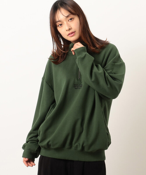 Purple&Yellow（パープルアンドイエロー）の「ＣＶＣ裏毛 メッセージ刺繍 ハーフジッププルオーバー（Tシャツ/カットソー・メンズ・ブラック/グリーン/オートミール・SMALL/LARGE/MEDIUM）」の18枚目の写真