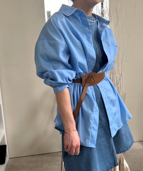 ULEULA（ウルア）の「ビックシルエットシャツ/オーバーサイズベーシックシャツ（シャツ/ブラウス・レディース・ホワイト/ブルー/ピンク/ブラック・FREE）」の3枚目の写真