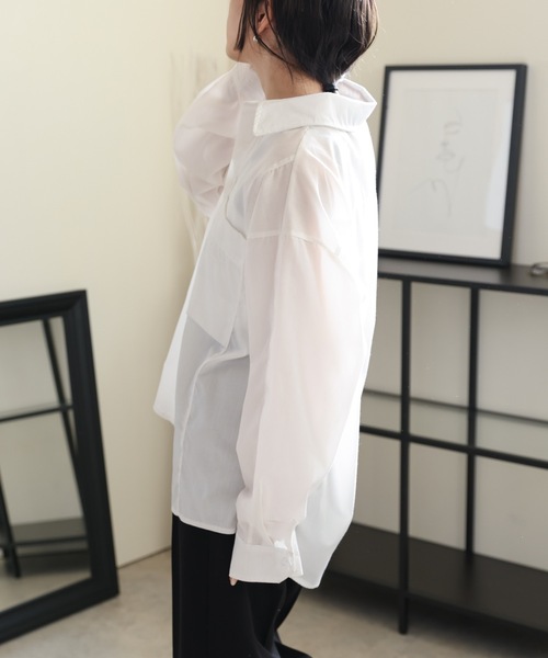 ULEULA（ウルア）の「ビックシルエットシャツ/オーバーサイズベーシックシャツ（シャツ/ブラウス・レディース・ホワイト/ブルー/ピンク/ブラック・FREE）」の20枚目の写真
