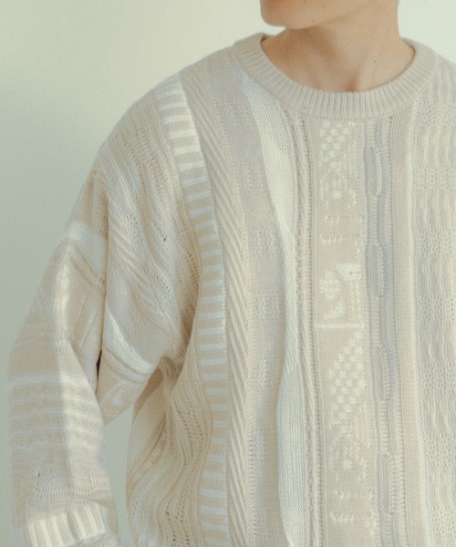 ITEMS URBANRESEARCH（アイテムズ アーバンリサーチ）の「マルチジャカード クルーネックニット（ニット/セーター・メンズ・アイボリー/ネイビー/ブラック/グリーン・MEDIUM/LARGE）」の11枚目の写真