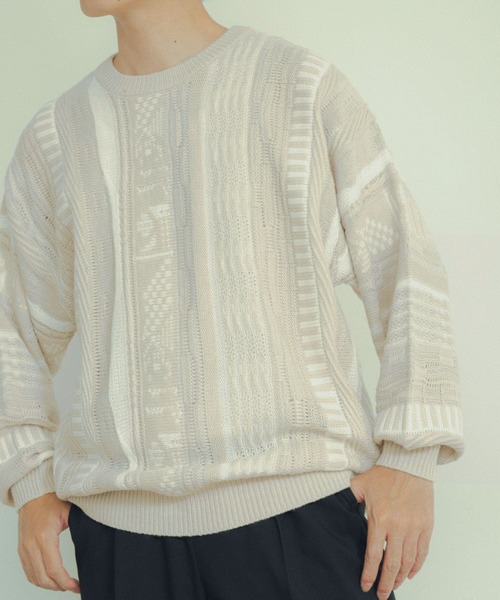 ITEMS URBANRESEARCH（アイテムズ アーバンリサーチ）の「マルチジャカード クルーネックニット（ニット/セーター・メンズ・アイボリー/ネイビー/ブラック/グリーン・MEDIUM/LARGE）」の10枚目の写真