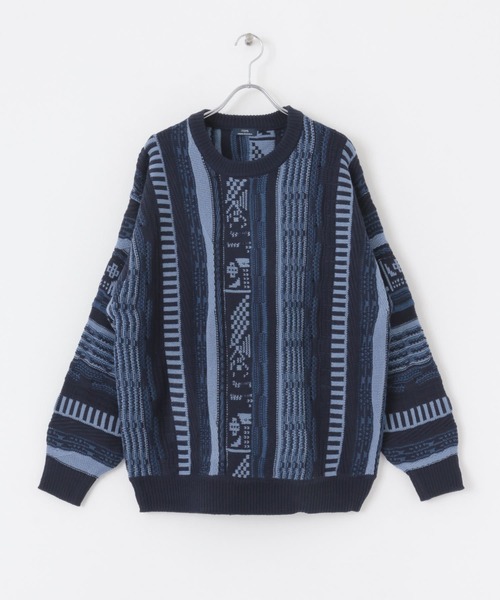 ITEMS URBANRESEARCH（アイテムズ アーバンリサーチ）の「マルチジャカード クルーネックニット（ニット/セーター・メンズ・アイボリー/ネイビー/ブラック/グリーン・MEDIUM/LARGE）」の16枚目の写真