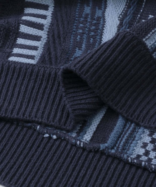 ITEMS URBANRESEARCH（アイテムズ アーバンリサーチ）の「マルチジャカード クルーネックニット（ニット/セーター・メンズ・アイボリー/ネイビー/ブラック/グリーン・MEDIUM/LARGE）」の18枚目の写真