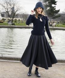 アニエスベー UQ25 JUPE スカート ブラック フレア UQ25 JUPE スカート ｜agnès b. FEMME（ファム）｜アニエスベー