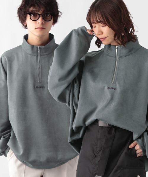 RAGEBLUE(レイジブルー)の「【WEB限定】プチ刺繍/ルーズシルエットカットスウェードハーフジップ(スウェット・メンズ・ホワイト/ダークグレー/ワインレッド/ブルー系その他/ベージュ・FREE)」の2枚目の写真