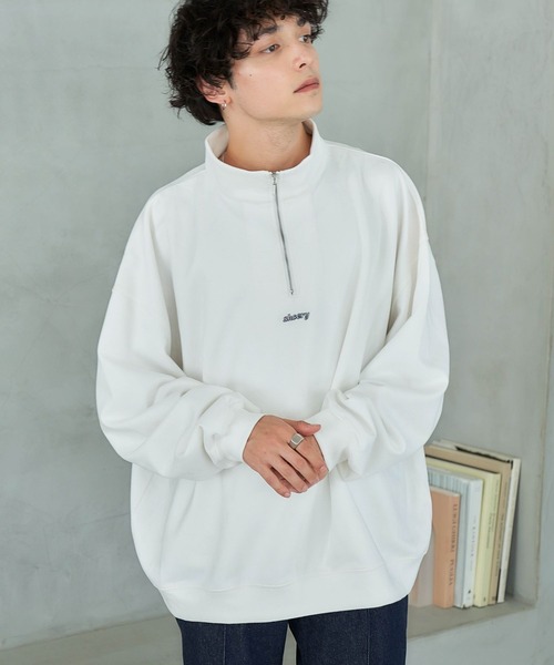 RAGEBLUE(レイジブルー)の「【WEB限定】プチ刺繍/ルーズシルエットカットスウェードハーフジップ(スウェット・メンズ・ホワイト/ダークグレー/ワインレッド/ブルー系その他/ベージュ・FREE)」の18枚目の写真