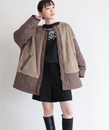ファー×キルトコート