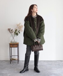 fredy emue | ファー×キルトコート(ブルゾン)