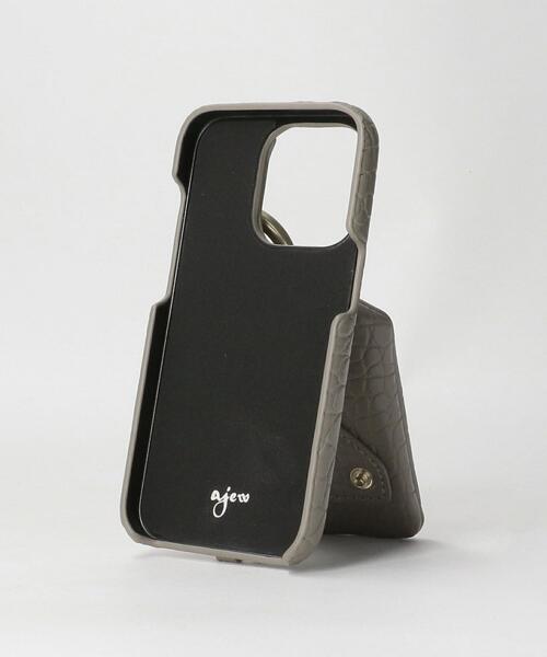 ajew ブラウン クロコダイル風 iPhoneケース iPhone16Pro / brown 【ひも付きクロコ】 (発送はご注文から3営業日