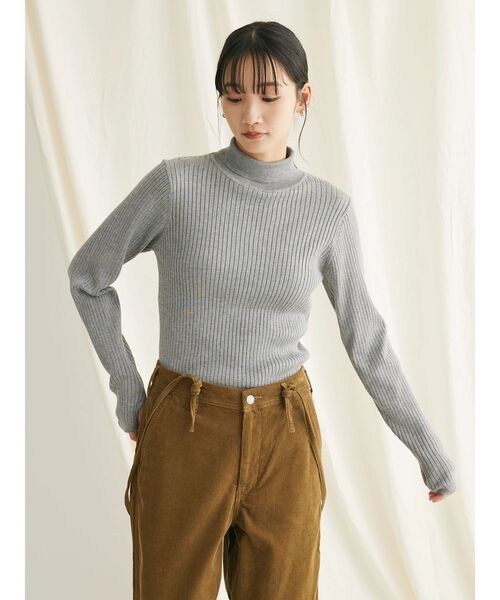 CRAFT STANDARD BOUTIQUE（クラフトスタンダードブティック）の「洗える　ウォッシャブルリブタートルニットプルオーバー（ニット/セーター・レディース・ボルドー/ライトグレー/マスタード/アイボリー/ブラック・FREE）」の7枚目の写真