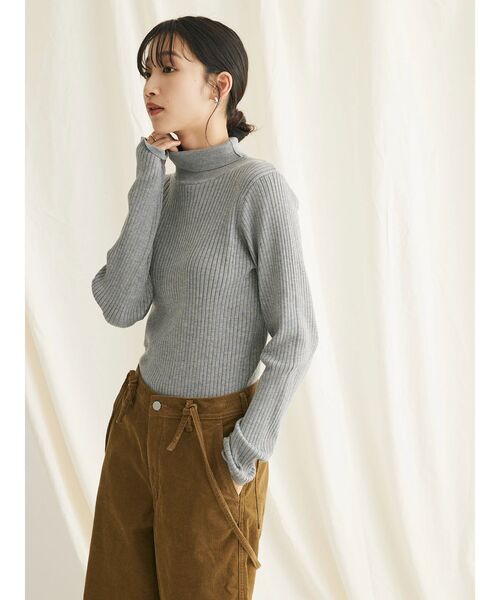 CRAFT STANDARD BOUTIQUE（クラフトスタンダードブティック）の「洗える　ウォッシャブルリブタートルニットプルオーバー（ニット/セーター・レディース・ボルドー/ライトグレー/マスタード/アイボリー/ブラック・FREE）」の9枚目の写真