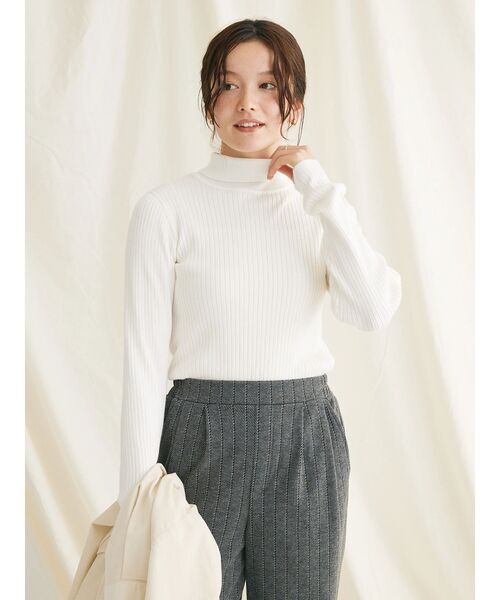 CRAFT STANDARD BOUTIQUE（クラフトスタンダードブティック）の「洗える　ウォッシャブルリブタートルニットプルオーバー（ニット/セーター・レディース・ボルドー/ライトグレー/マスタード/アイボリー/ブラック・FREE）」の17枚目の写真